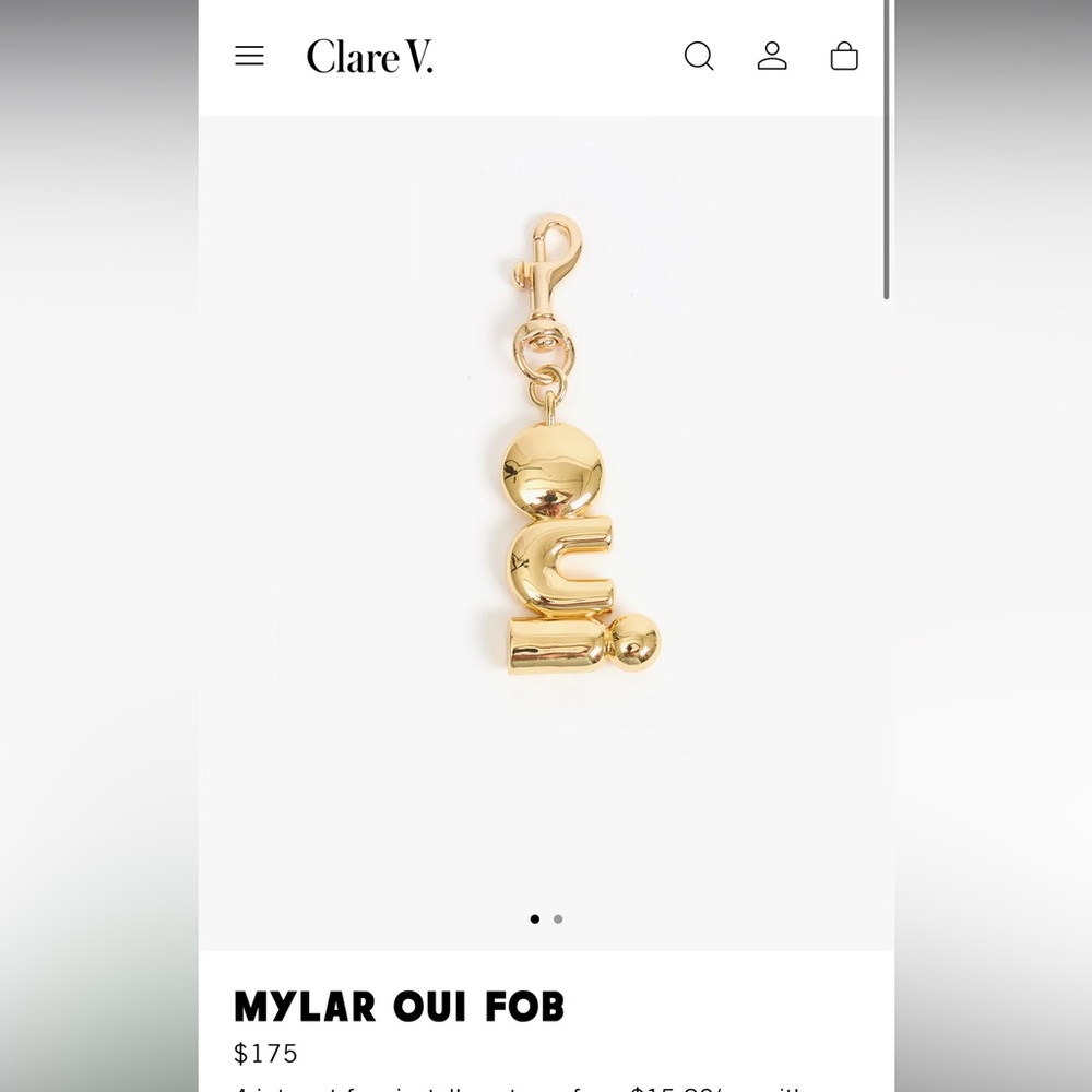 Clare V Gold 'Oui' Mylar Keychain Fob